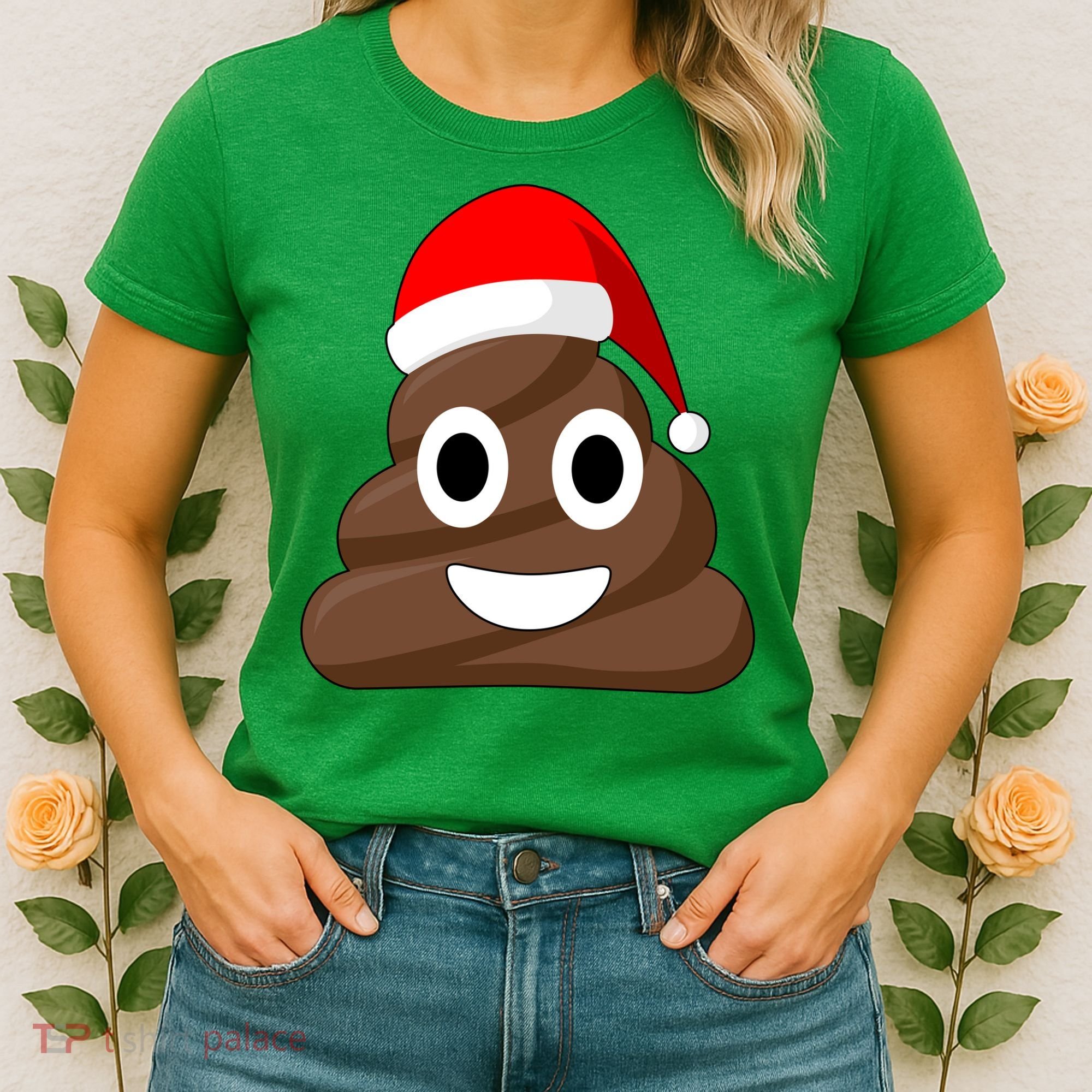 Christmas Poop Emoji Smiley Women's T-Shirt