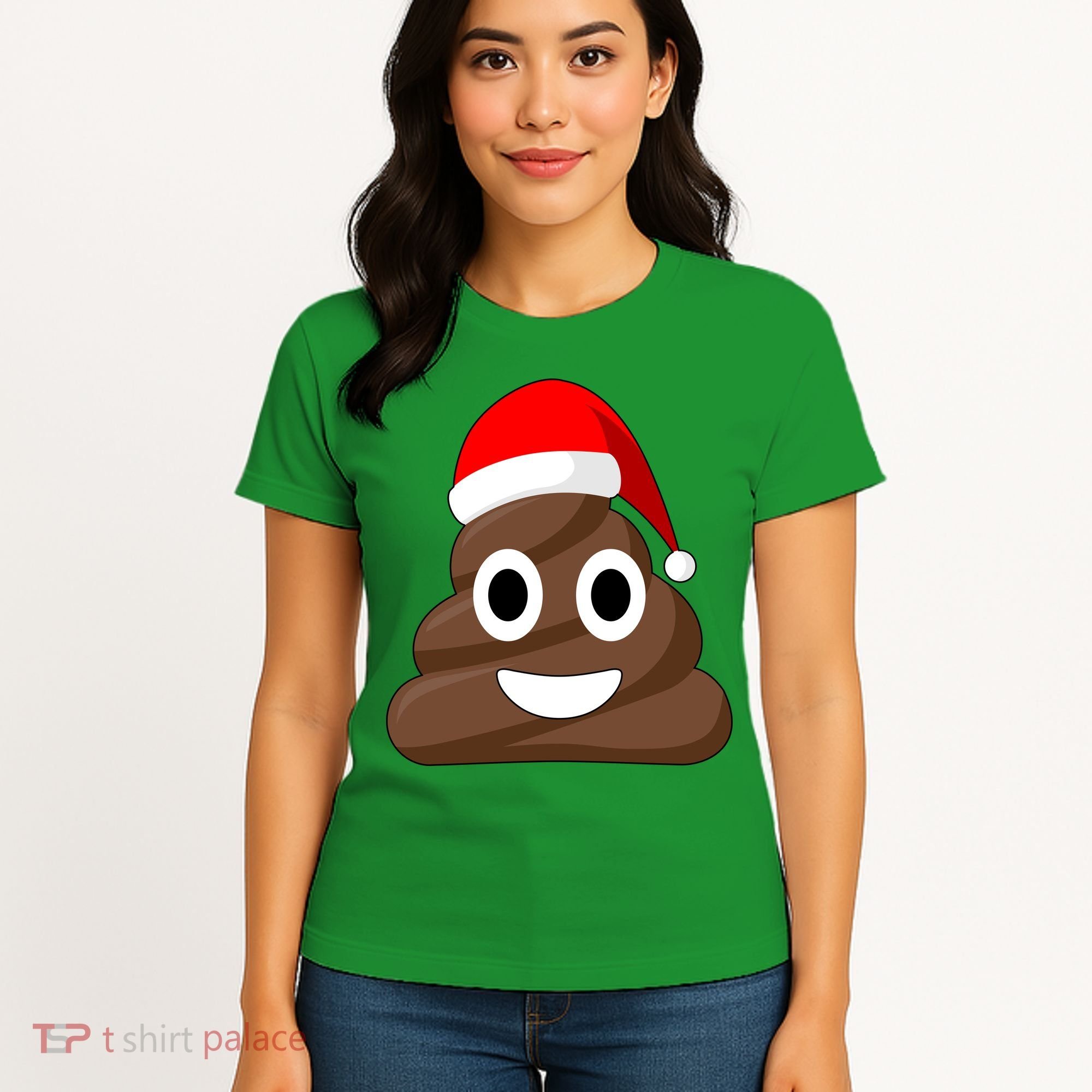 Christmas Poop Emoji Smiley Women's T-Shirt