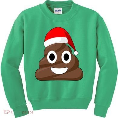 Christmas Poop Emoji Smiley Kids Sweatshirt