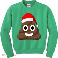 Christmas Poop Emoji Smiley Kids Sweatshirt thumb 0