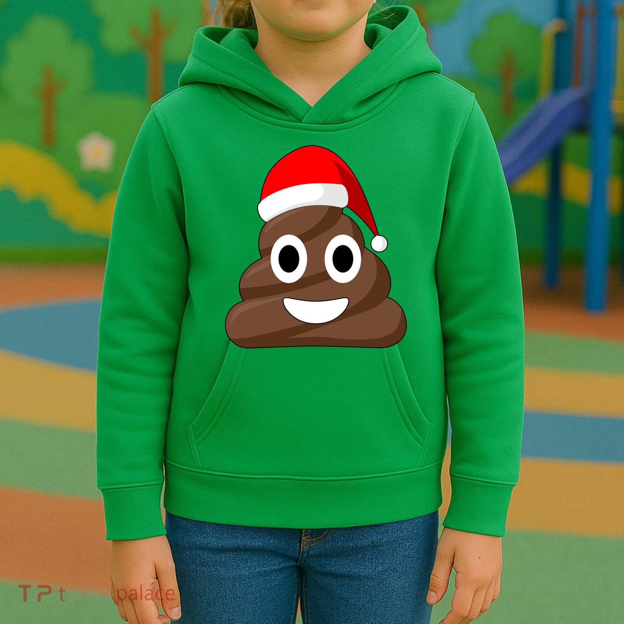 Christmas Poop Emoji Smiley Kids Hoodie