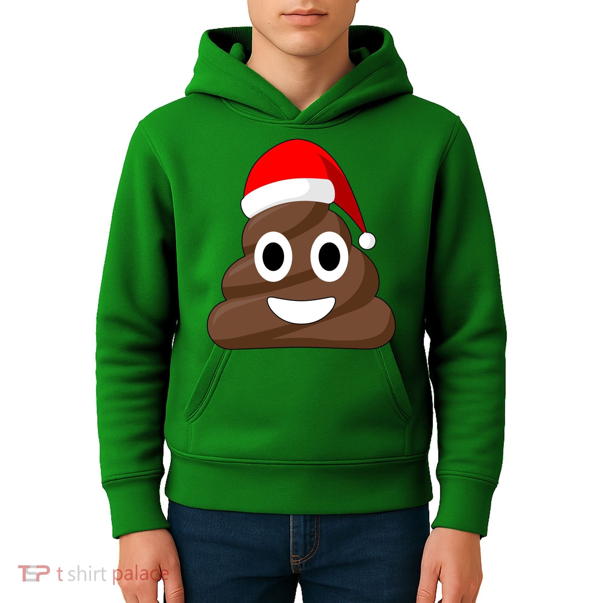 Christmas Poop Emoji Smiley Kids Hoodie