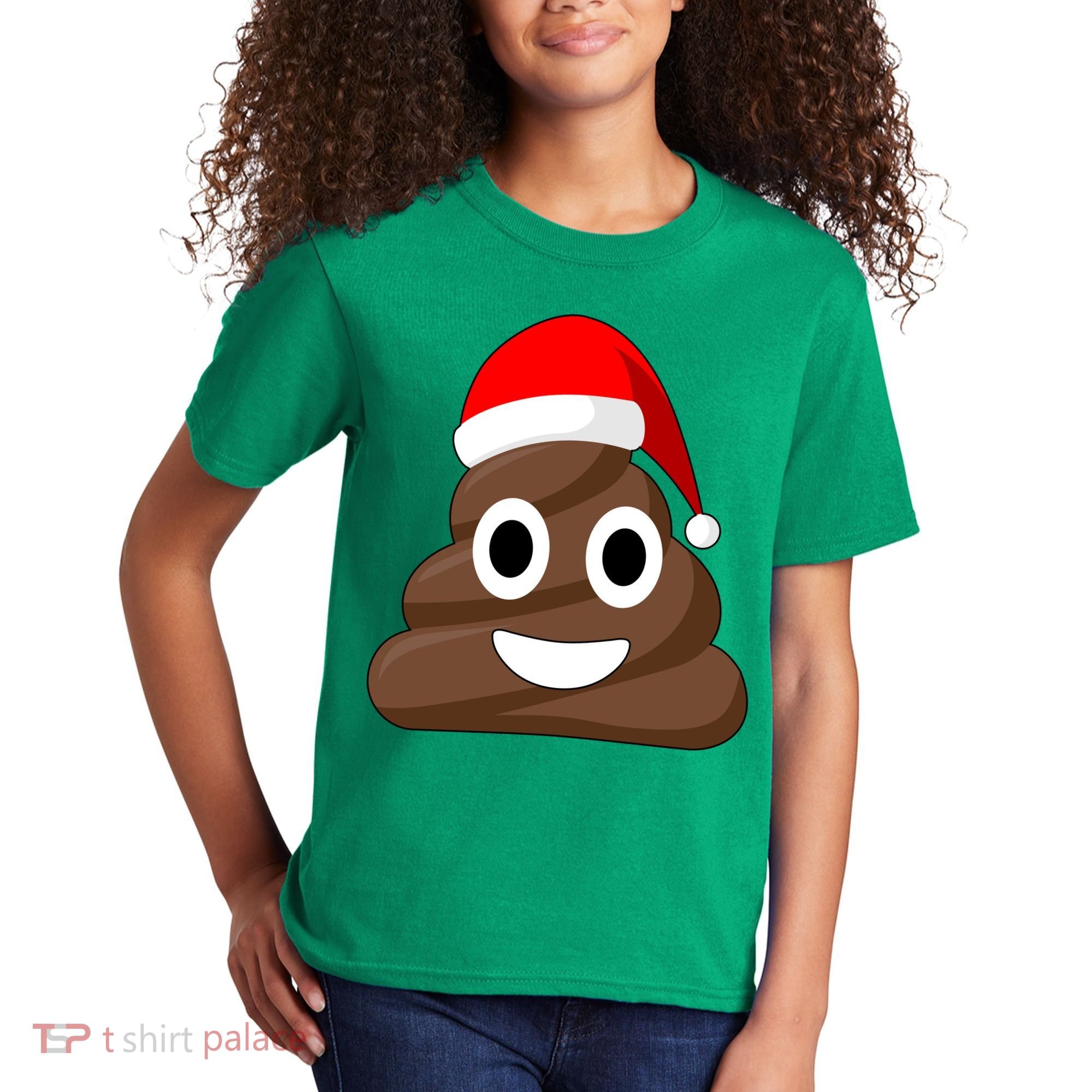 Christmas Poop Emoji Smiley Kids T-Shirt