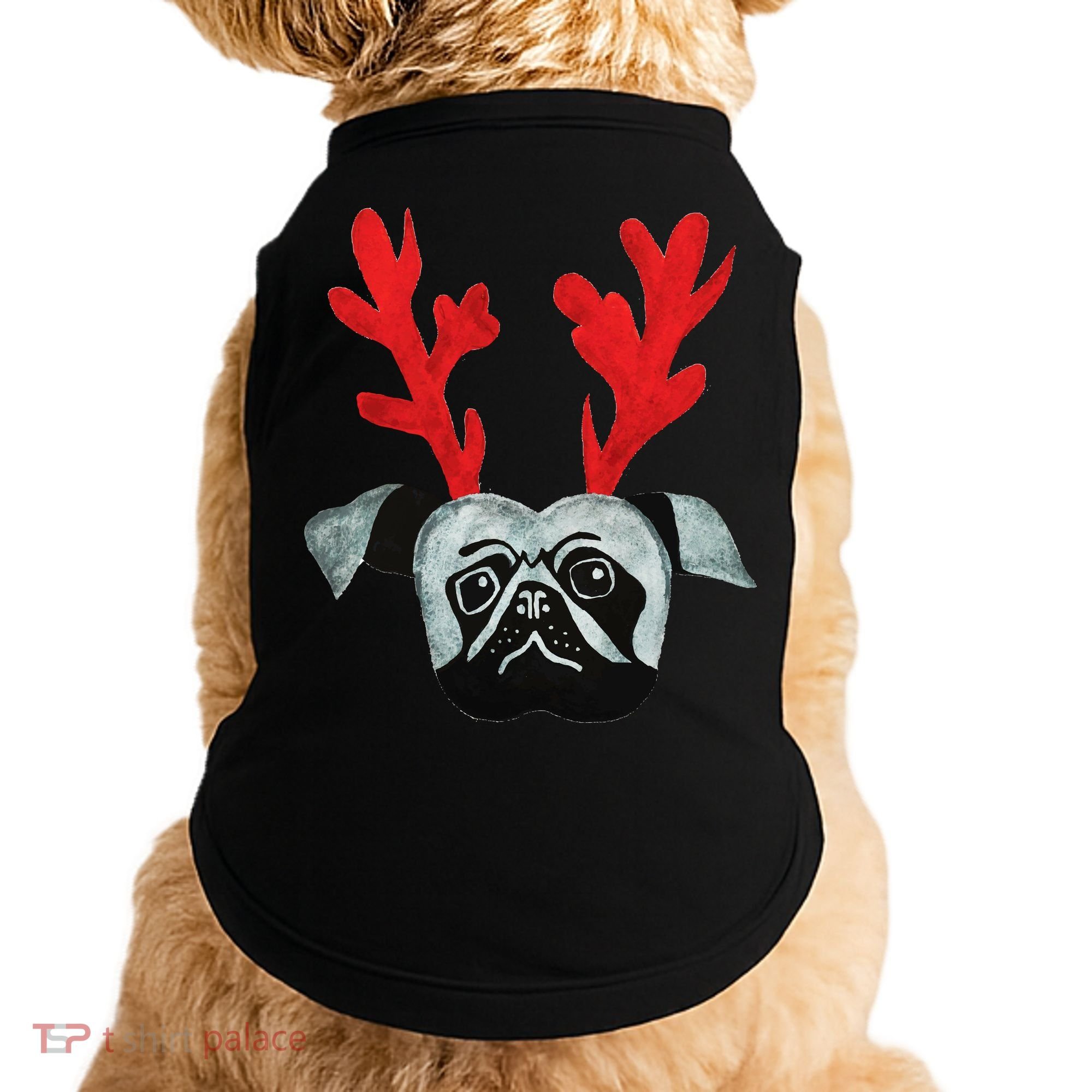Christmas Pug Reindeer Doggie Tank