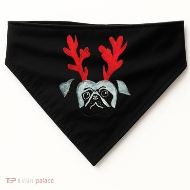 Christmas Pug Reindeer USA-Made Doggie Bandana