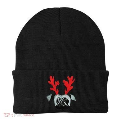 Christmas Pug Reindeer Beanie