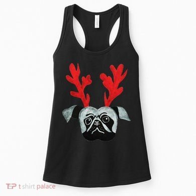 Christmas Pug Reindeer Women's Tank Top