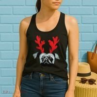 Christmas Pug Reindeer Women's Tank Top thumb 2