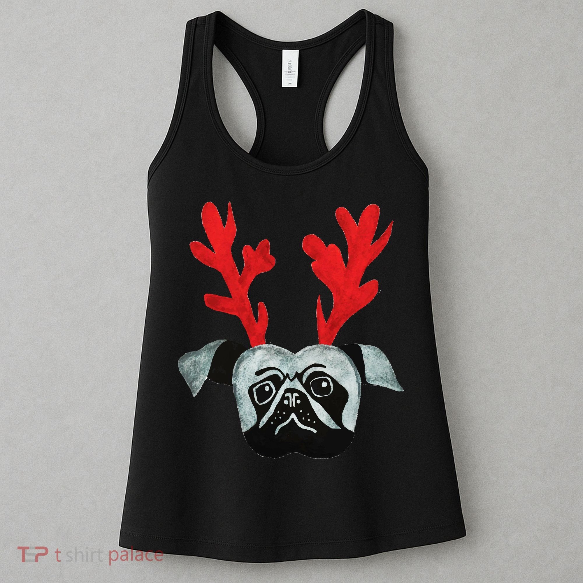 Christmas Pug Reindeer Women's Tank Top