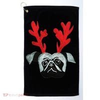 Christmas Pug Reindeer Golf Towel thumb 0