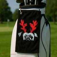Christmas Pug Reindeer Golf Towel thumb 2