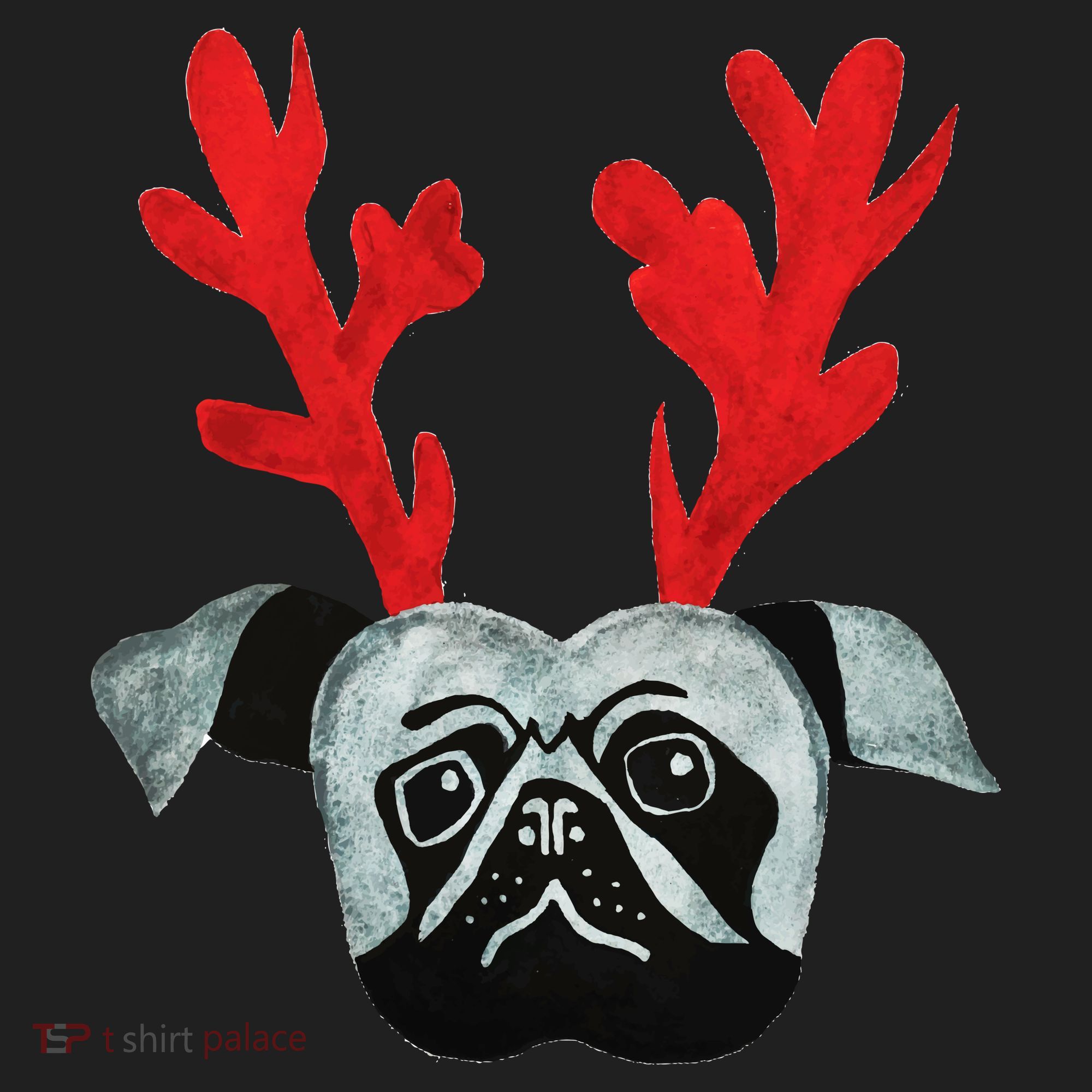 Christmas Pug Reindeer Golf Towel