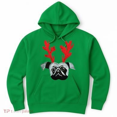 Christmas Pug Reindeer Hoodie