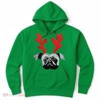 Christmas Pug Reindeer Hoodie thumb 0