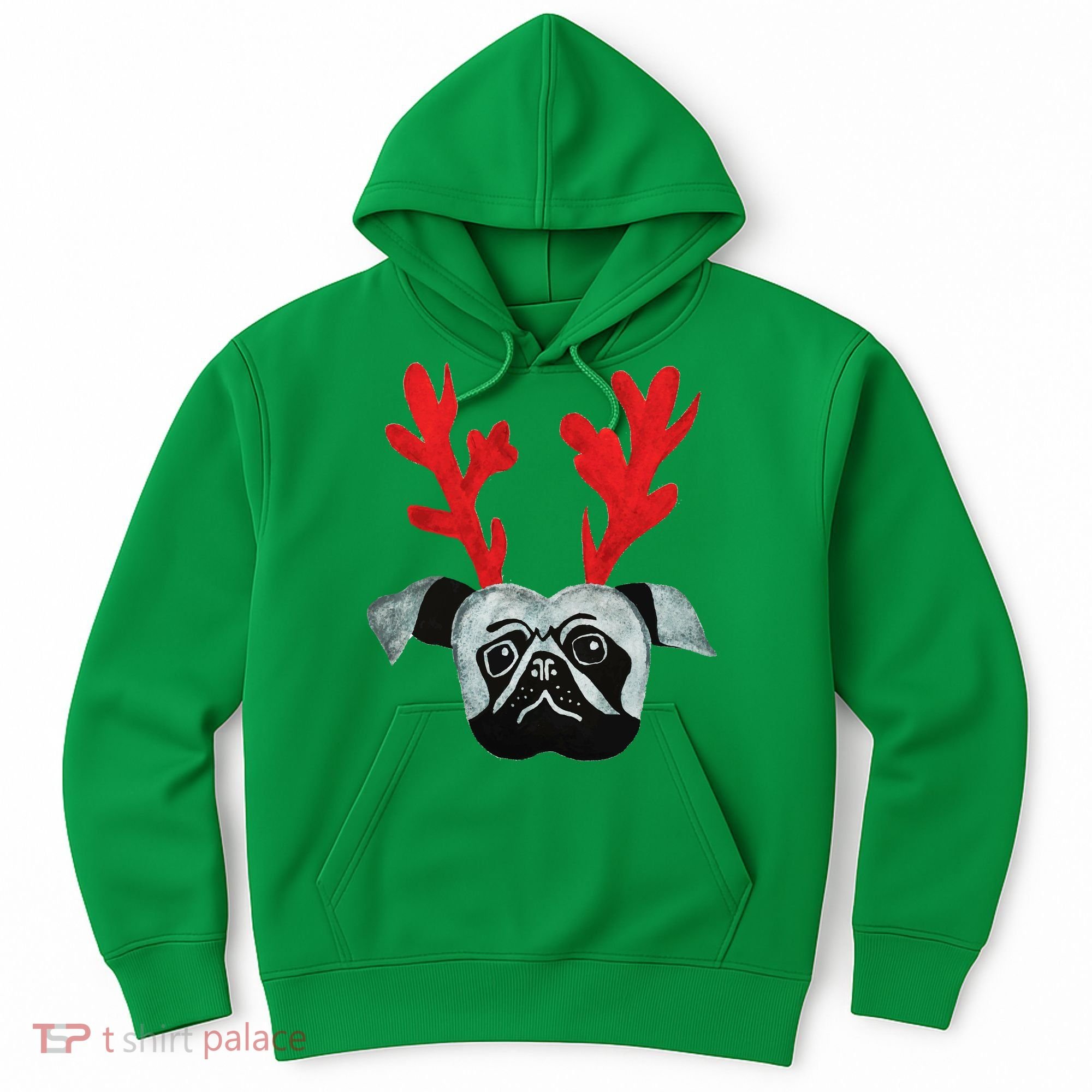 Christmas Pug Reindeer Hoodie