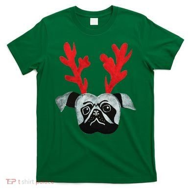 Christmas Pug Reindeer T-Shirt