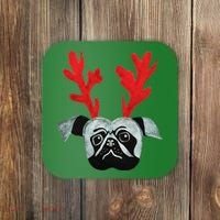 Christmas Pug Reindeer Coaster thumb 0