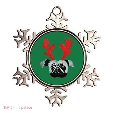 Christmas Pug Reindeer Ornament