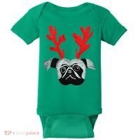 Christmas Pug Reindeer Baby Bodysuit thumb 0