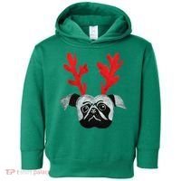 Christmas Pug Reindeer Toddler Hoodie thumb 0