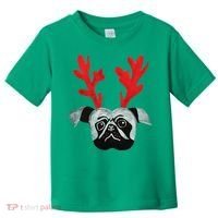 Christmas Pug Reindeer Toddler T-Shirt thumb 0
