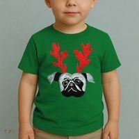 Christmas Pug Reindeer Toddler T-Shirt thumb 2