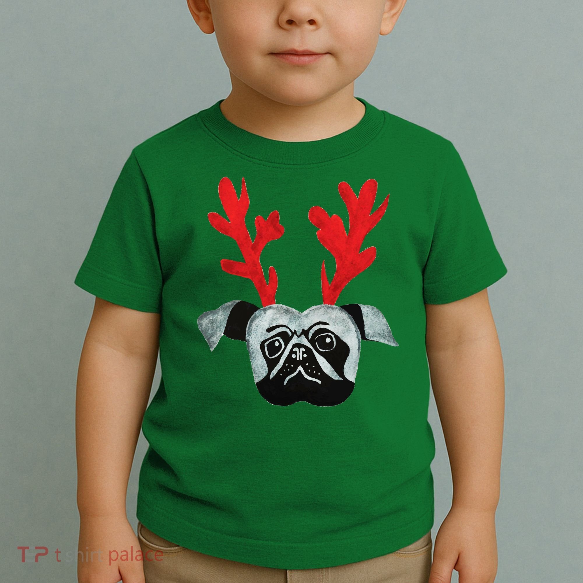 Christmas Pug Reindeer Toddler T-Shirt