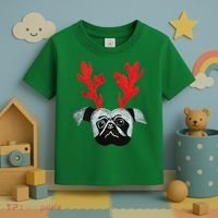 Christmas Pug Reindeer Toddler T-Shirt thumb 3
