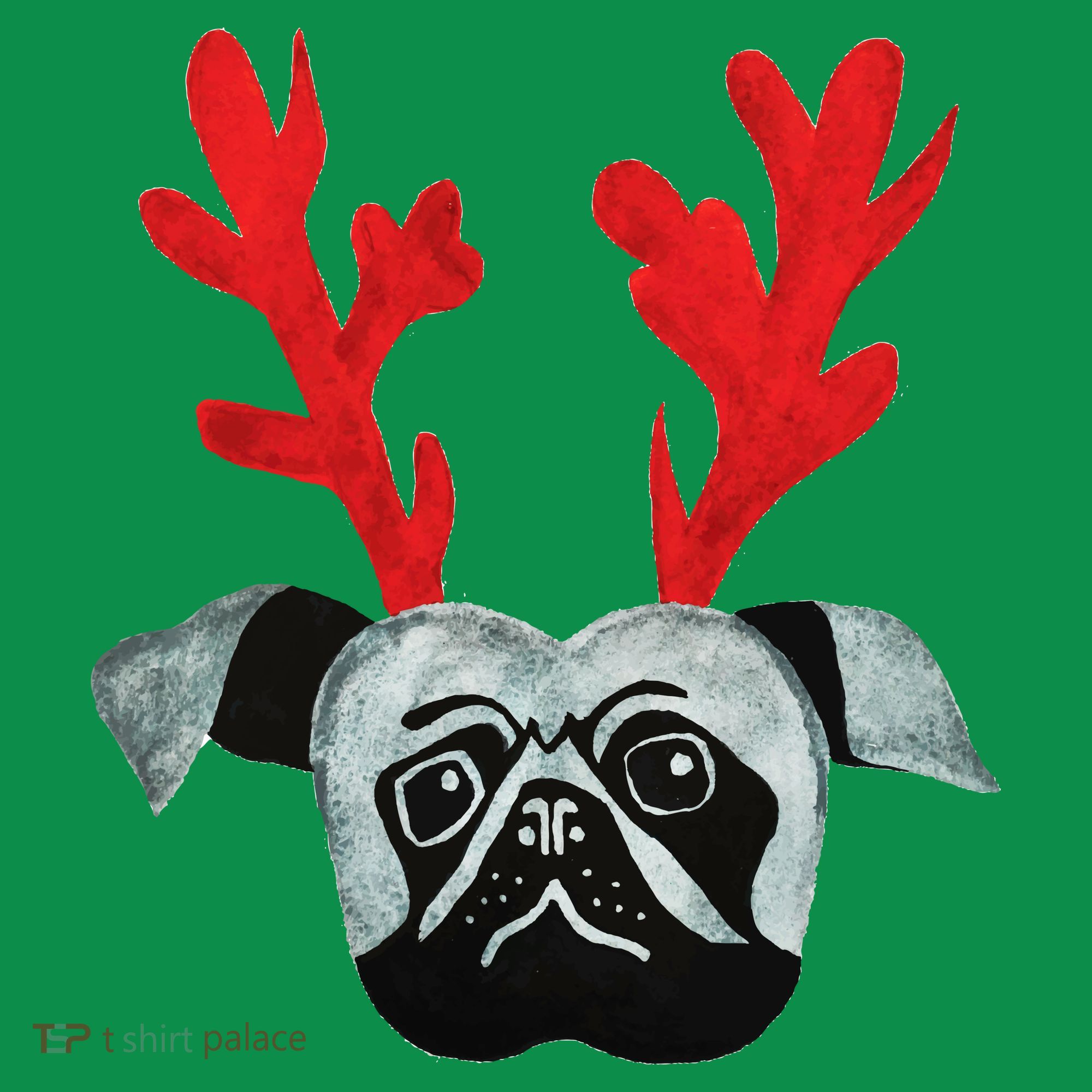 Christmas Pug Reindeer Kids Long Sleeve Shirt
