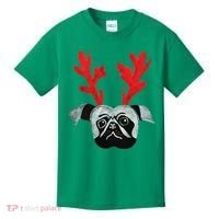 Christmas Pug Reindeer Kids T-Shirt thumb 0