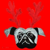 Christmas Pug Reindeer Santa Hat thumb 1