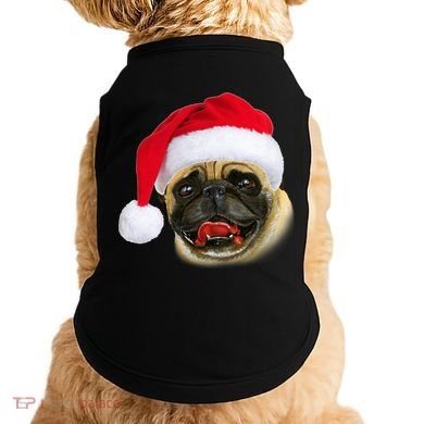 Christmas Pug Santa Hat Cute Doggie Tank