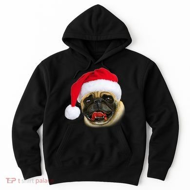 Christmas Pug Santa Hat Cute Hoodie