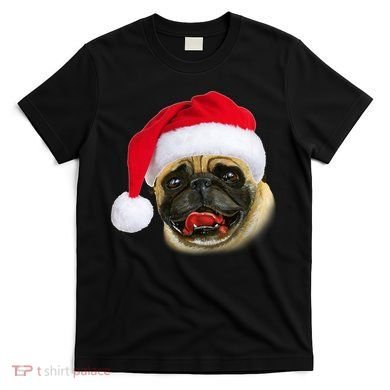 Christmas Pug Santa Hat Cute T-Shirt