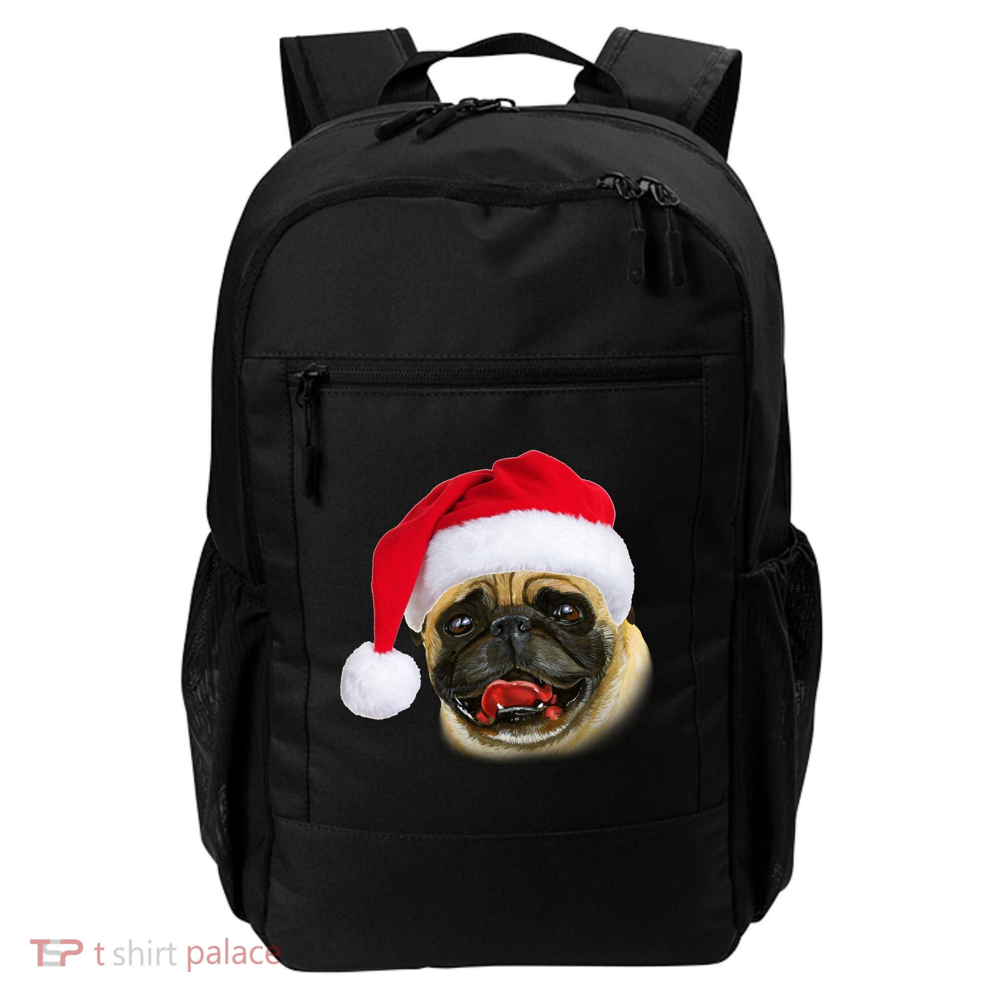 Christmas Pug Santa Hat Cute Backpack