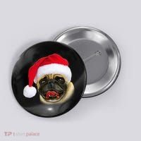 Christmas Pug Santa Hat Cute Button thumb 0
