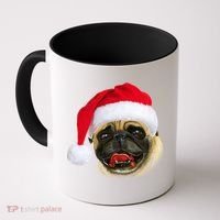 Christmas Pug Santa Hat Cute Coffee Mug thumb 0
