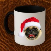 Christmas Pug Santa Hat Cute Coffee Mug thumb 2