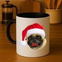 Christmas Pug Santa Hat Cute Coffee Mug thumb 4