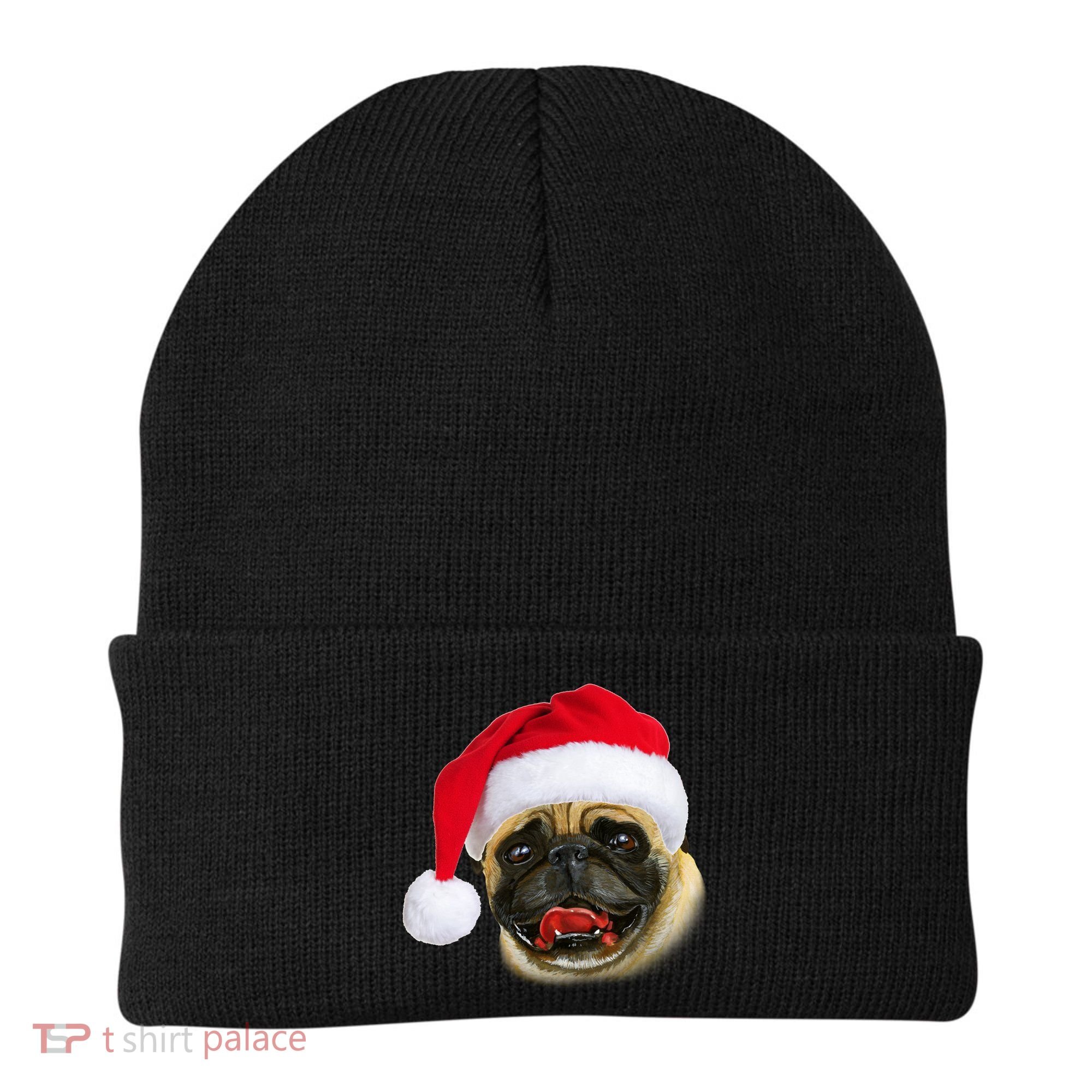 Christmas Pug Santa Hat Cute Beanie