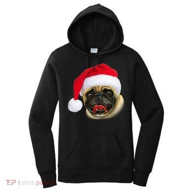 Christmas Pug Santa Hat Cute Women's Hoodie