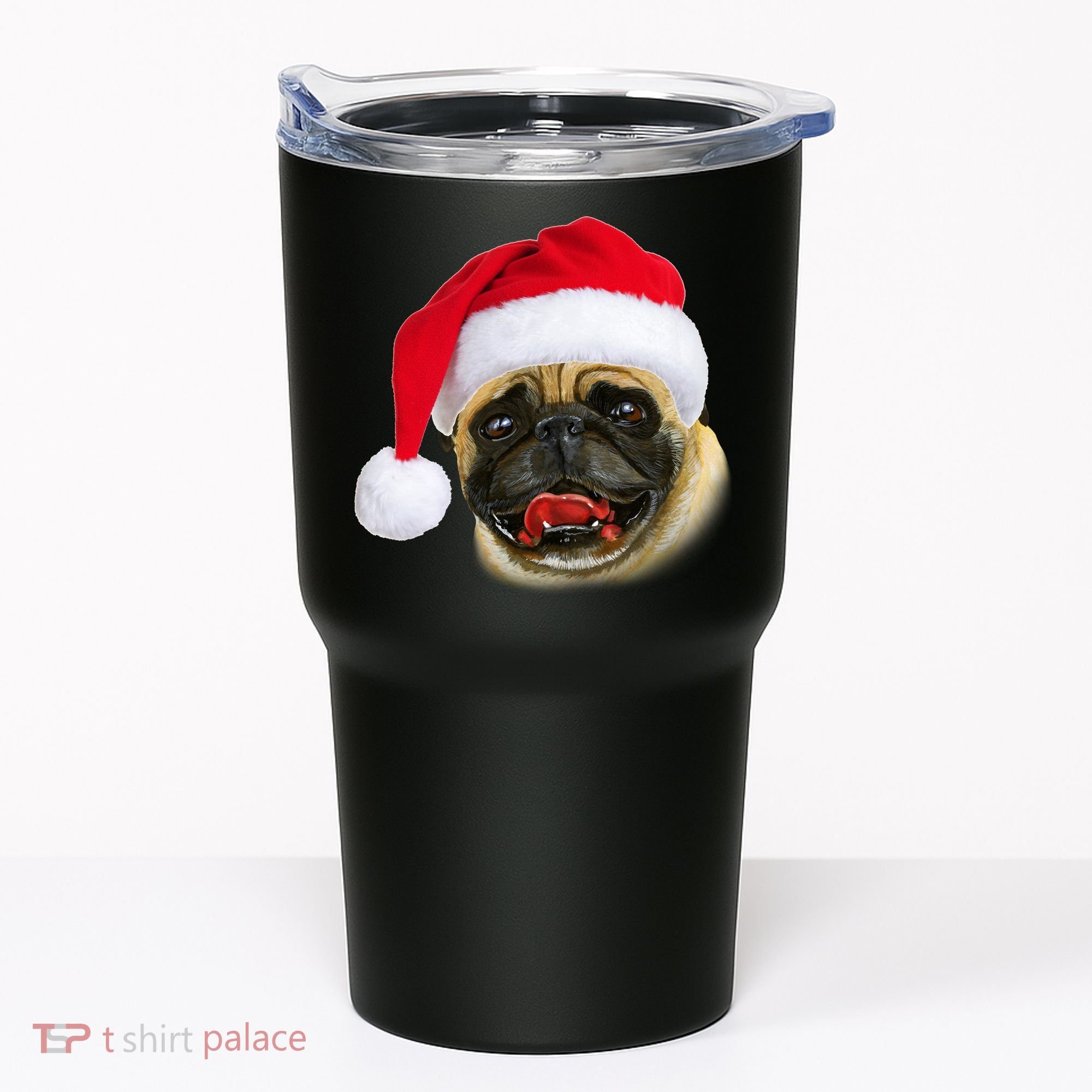 Christmas Pug Santa Hat Cute Tumbler