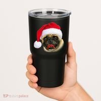 Christmas Pug Santa Hat Cute Tumbler thumb 2