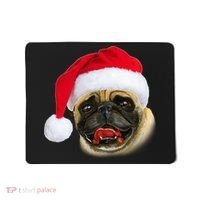 Christmas Pug Santa Hat Cute Mousepad thumb 0