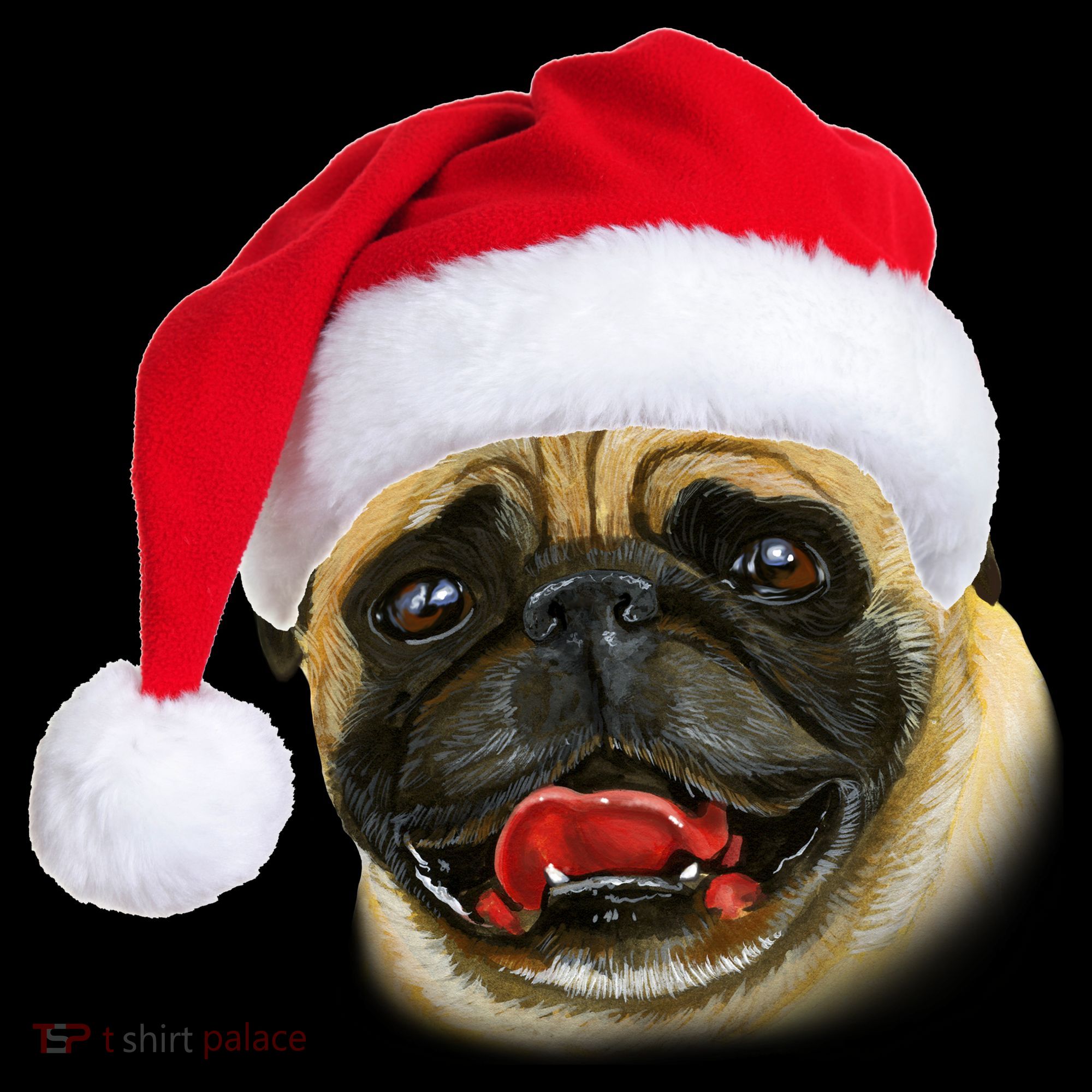 Christmas Pug Santa Hat Cute Women's Tank Top