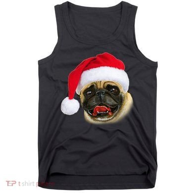 Christmas Pug Santa Hat Cute Tank Top