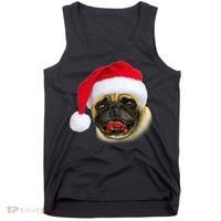 Christmas Pug Santa Hat Cute Tank Top thumb 0
