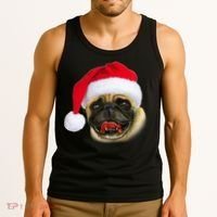 Christmas Pug Santa Hat Cute Tank Top thumb 3