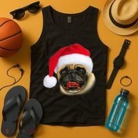 Christmas Pug Santa Hat Cute Tank Top thumb 4