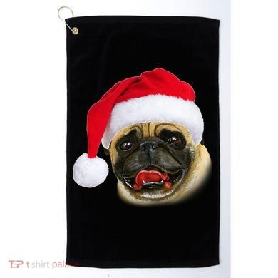 Christmas Pug Santa Hat Cute Golf Towel